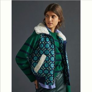 Anthropologie Maeve Sherpa-Trimmed Puffer Vest